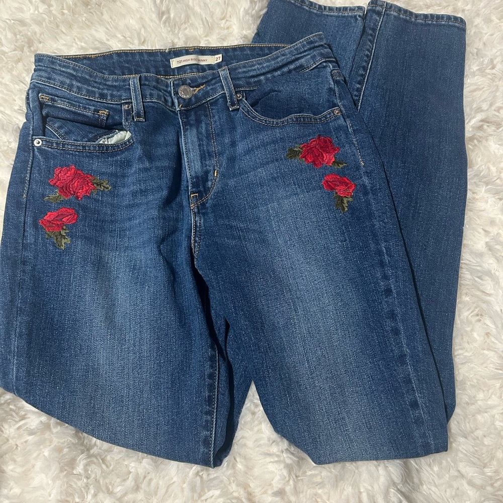 High Rise Skinny Embroidered Rose Jeans Levi’s